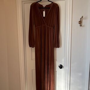 Baltic Born Elegant Brown Long Sleeve Dress